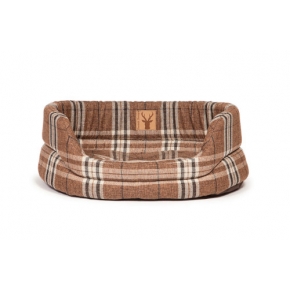 Medium++ Brown Tartan Slumber Dog Bed - Danish Design Newton Truffle 76cm 30"